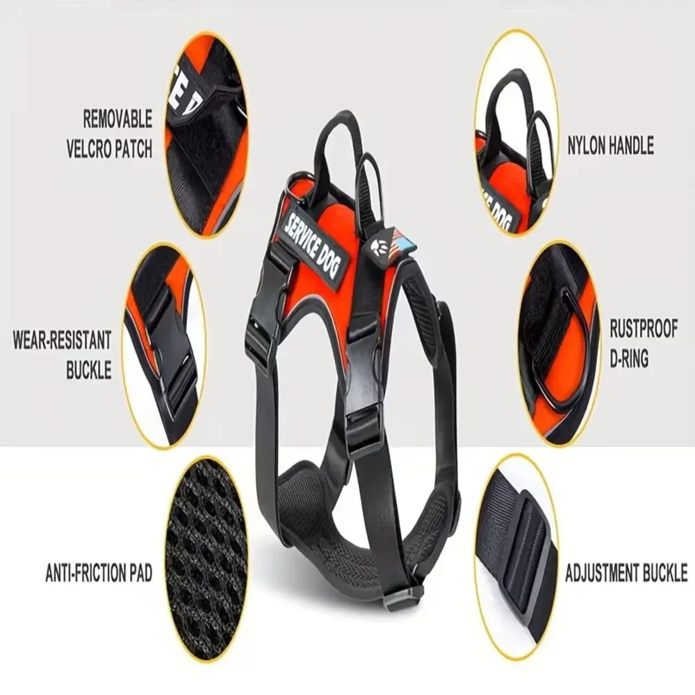 NIB-MED Reflective Dog Service Harness Adjustable Soft Pet Vest-Harness